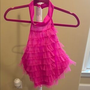 Pink Ruffled Halter Top